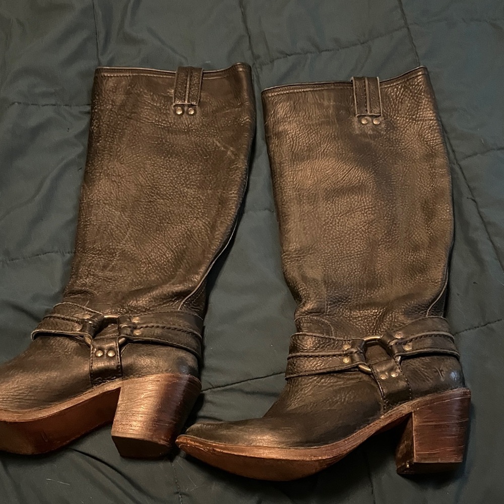Tall Frye harness boots
